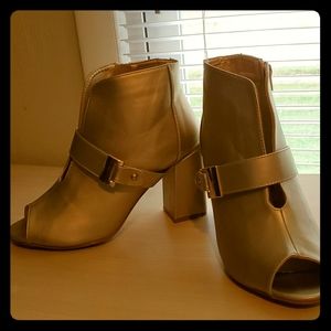 Gold open toe boots never worn
